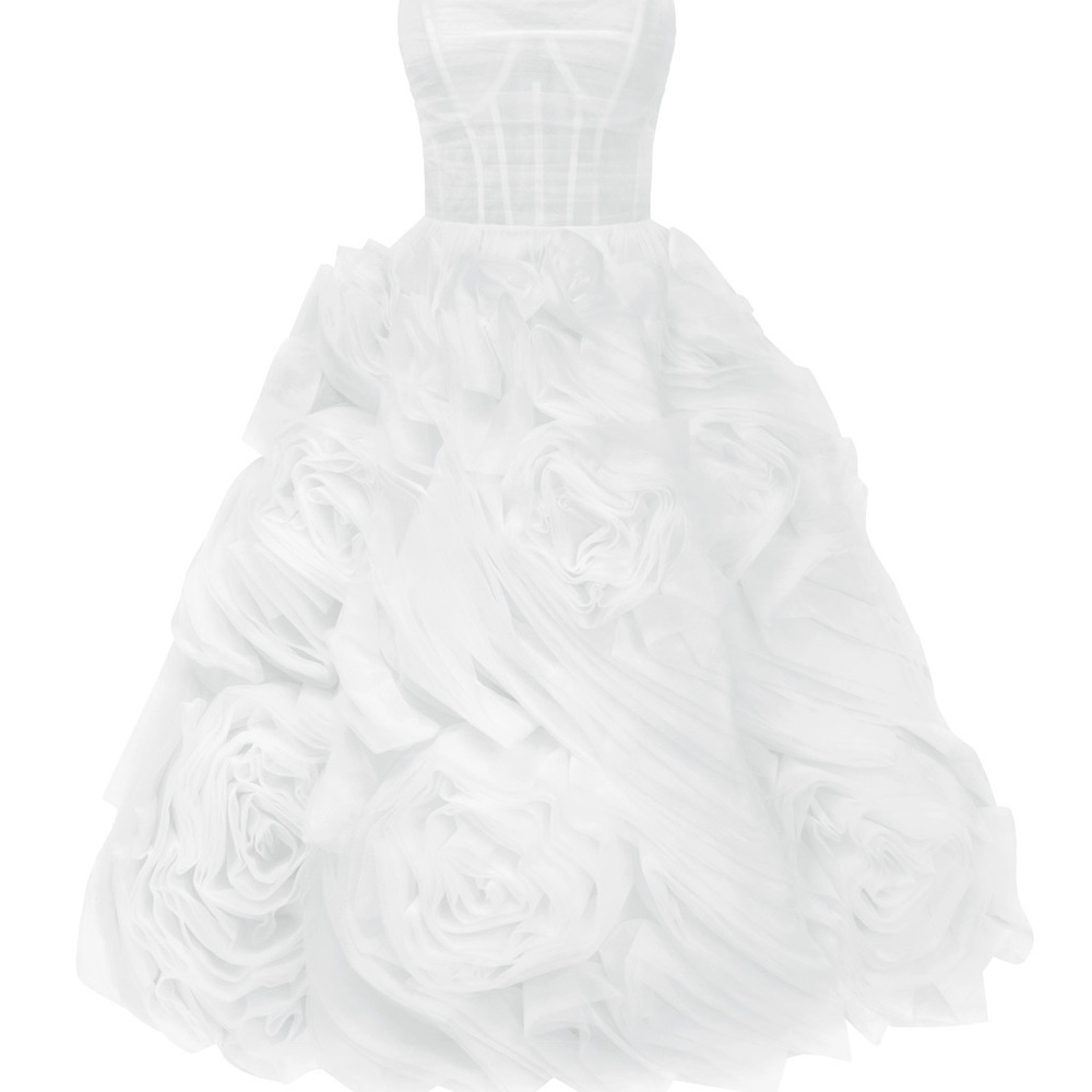 Dramatically flowered tulle dress in white - MEDIUM - Picture 7 of 11
